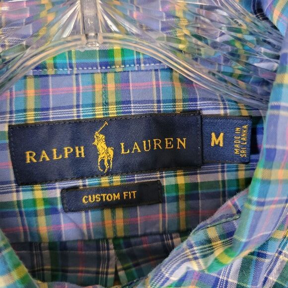 Ralph Lauren Shirt Mens Medium Purple Blue Plaid Button Down Yellow Pony - Picture 3 of 13